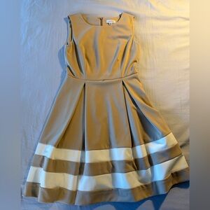 Calvin Klein Tan and White Dress - new